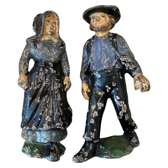 Vintage 1940-50's Cast Iron Amish Figurines - Set of 4 - A286 - Picture 3 of 13